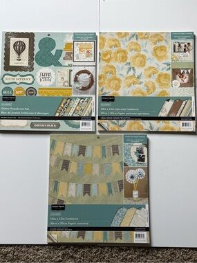 Colorbok SET OF 3 Antique Paperie Cardstock Paper Pads & Punch Out Pad 12x12